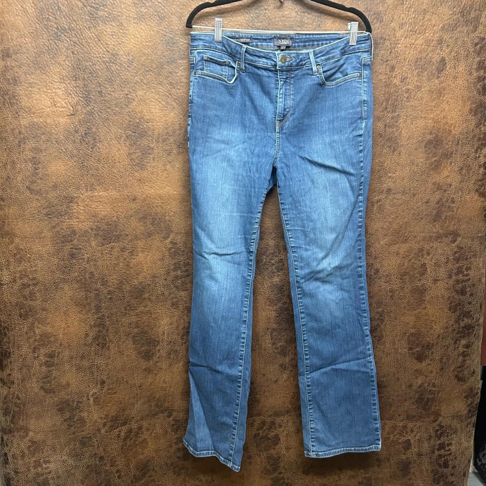 NYDJ Size 12 Barbara BootCut Blue Denim Jeans Lift Tuck Fall School Casual